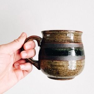 Green handmade ceramic mug